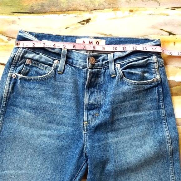 AMO BABE LACE UP Love Note Laces Ankle Ties Button Up High Anthro Denim Jeans 27 - Picture 7 of 16